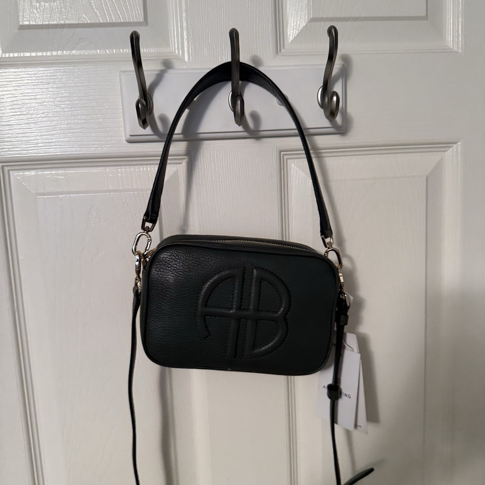 Anine Bing Lili Crossbody Shoulder Bag Green Pebbled Leather Handbag NWT - Picture 15 of 16